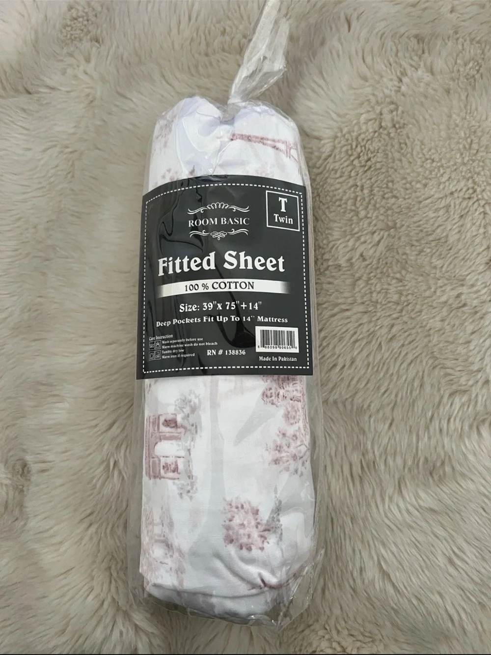 Room Basic Twin Fitted Sheet 100% Cotton- NWT
